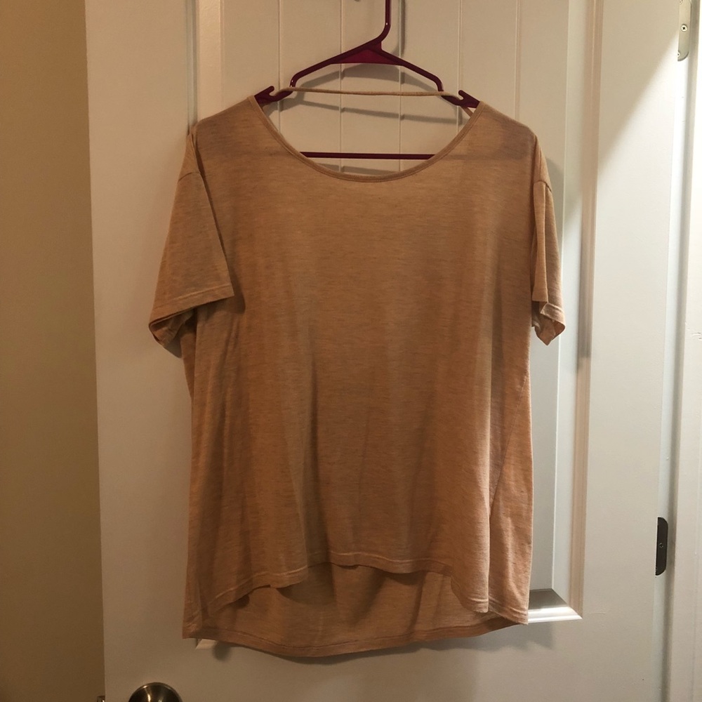 BKE Lounge pink short sleeve shirt with open back